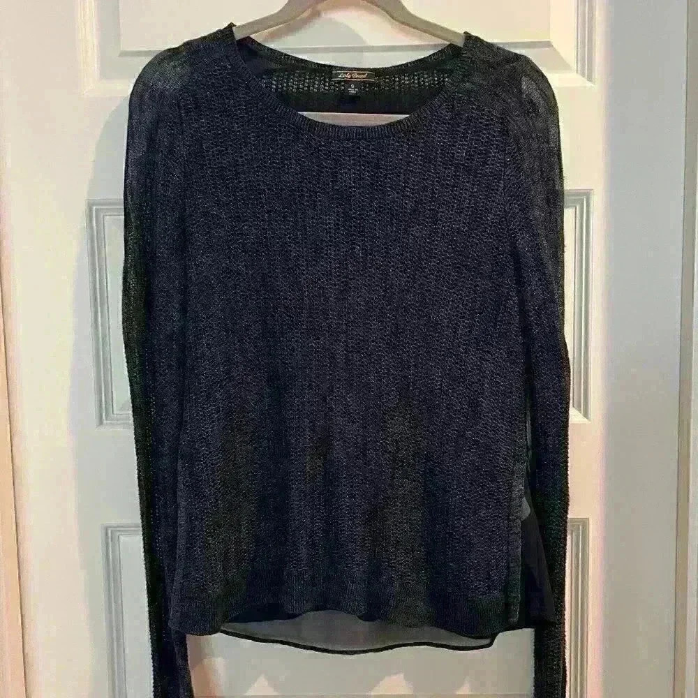 Beautiful spring Lucky sweater - with liner/cami built in! - Long sleeve navy